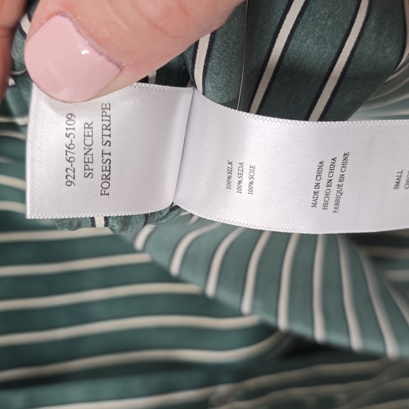 NWT Rails Green Casual Button Down Silk Shirt with Pinstripes Size Small - Picture 4 of 5